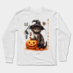 Halloween black cat pumbkins Long Sleeve T-Shirt